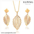 63914 Fashion Delicate 18k Gold-Plated Leaf-Shaped Imitation Stainless Steel Jewelry Set